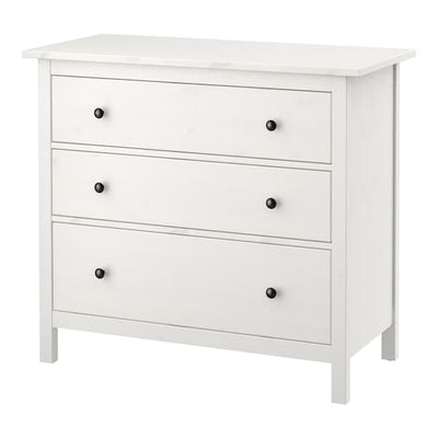 HEMNES - Chest of 3 drawers, white stain, 108x96 cm - best price from Maltashopper.com 80424745