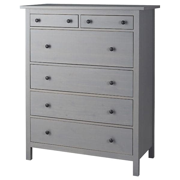 Ikea HEMNES - Chest of 6 drawers, grey stained, 108x131 cm