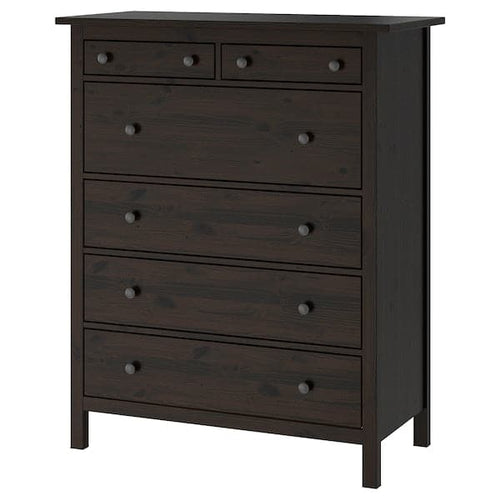 HEMNES Chest of drawers with 6 drawers - brown-black 108x131 cm , 108x131 cm