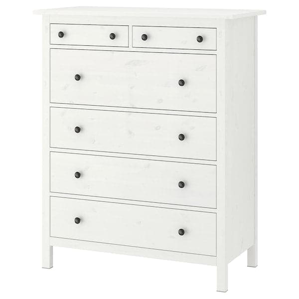 HEMNES - Chest of 6 drawers, white stain, 108x131 cm - best price from Maltashopper.com 60239273