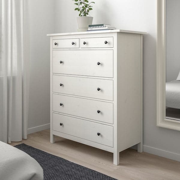 HEMNES - Chest of 6 drawers, white stain, 108x131 cm - best price from Maltashopper.com 60239273
