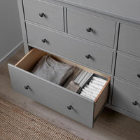 HEMNES - Chest of 8 drawers, grey stained, 160x96 cm - best price from Maltashopper.com 30392469