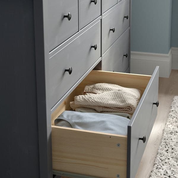 HEMNES - Chest of 8 drawers, grey stained - Premium Hardware Accessories from Ikea - Just €453.99! Shop now at Maltashopper.com