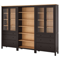 HEMNES - Storage combination w doors/drawers, black-brown/light brown, 270x197 cm - best price from Maltashopper.com 49336567