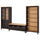 HEMNES - HEMNES TV storage combination, black-brown/light brown clear glass, 326x197 cm