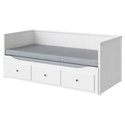 Ikea HEMNES Sofa bed/3 drawers/2 mattresses - white/Ågotnes rigid 80x200 cm , 80x200 cm