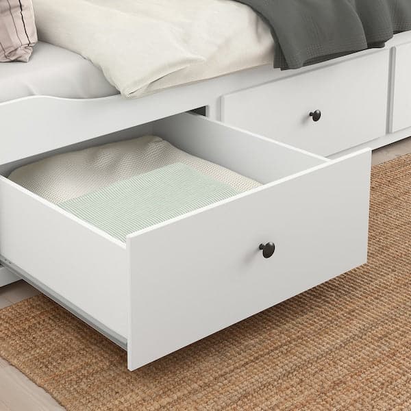 HEMNES Bed sofa/3 drawers/2 mattresses - white/Vannareid extra rigid 80x200 cm , - best price from Maltashopper.com 09390962