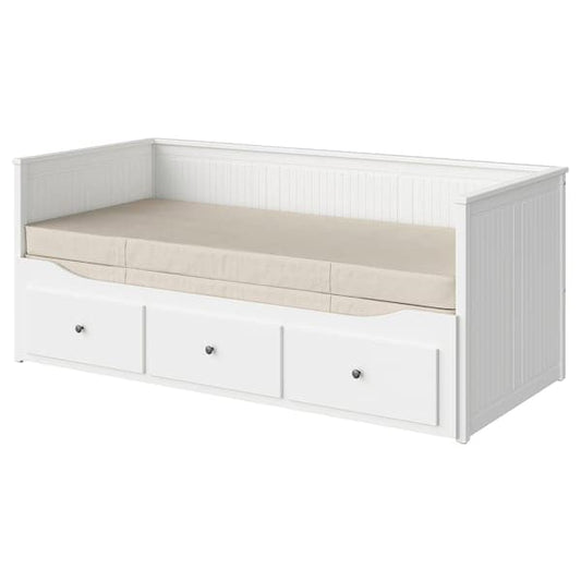 Ikea HEMNES Bed sofa/3 drawers/2 mattresses - white/Vannareid extra rigid 80x200 cm ,