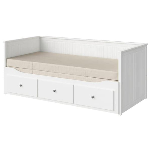 HEMNES Bed sofa/3 drawers/2 mattresses - white/Vannareid extra rigid 80x200 cm ,
