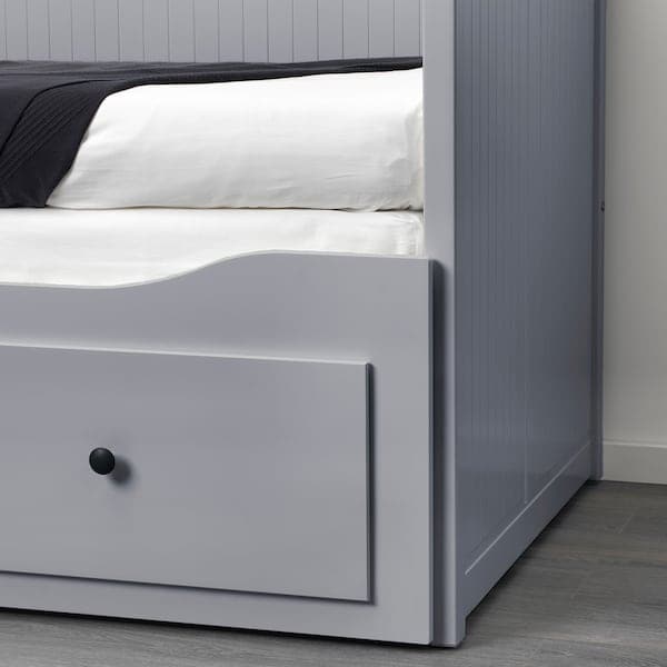 HEMNES Bed sofa/3 drawers/2 mattresses - grey/Ågotnes rigid 80x200 cm , 80x200 cm - best price from Maltashopper.com 49428114
