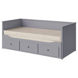 HEMNES day-bed w 3 drawers/2 mattresses, grey/Vannareid extra firm, 80x200 cm