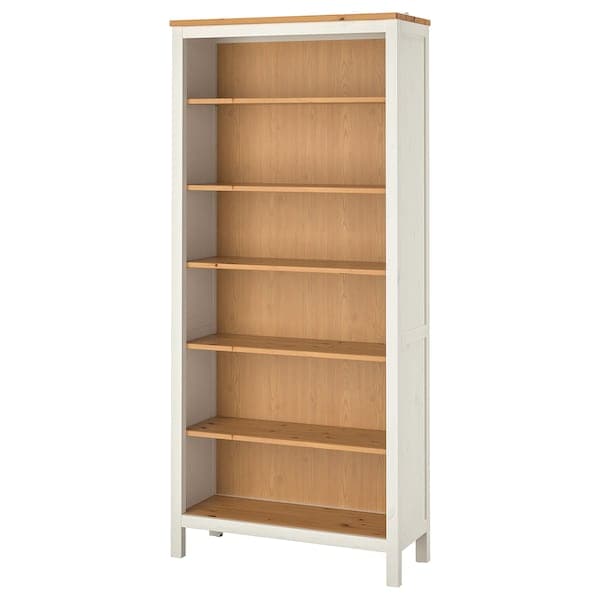 HEMNES - Bookcase, white stain/light brown, 90x197 cm