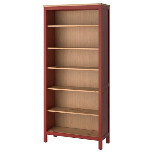 HEMNES - Bookcase, red stained/light brown stained, 90x197 cm