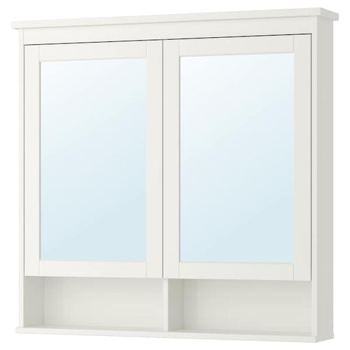 HEMNES - Mirror cabinet with 2 doors, white, 103x16x98 cm