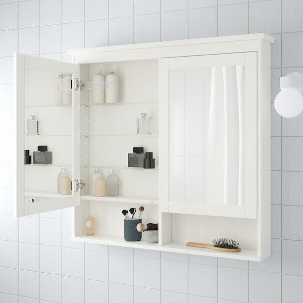 HEMNES - Mirror cabinet with 2 doors, white, 103x16x98 cm - best price from Maltashopper.com 80217675