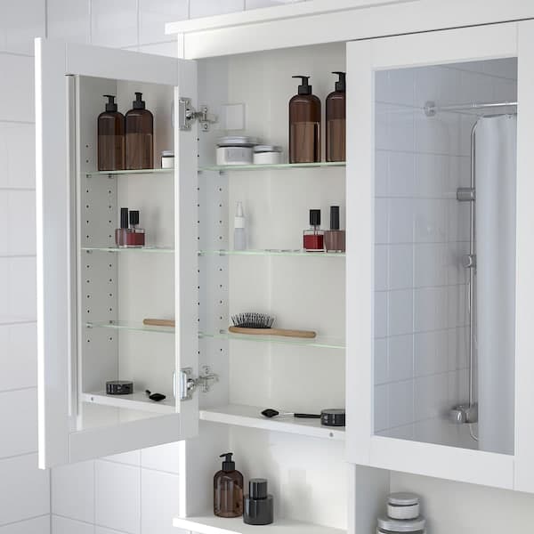 HEMNES - Mirror cabinet with 2 doors, white, 83x16x98 cm - best price from Maltashopper.com 40217677