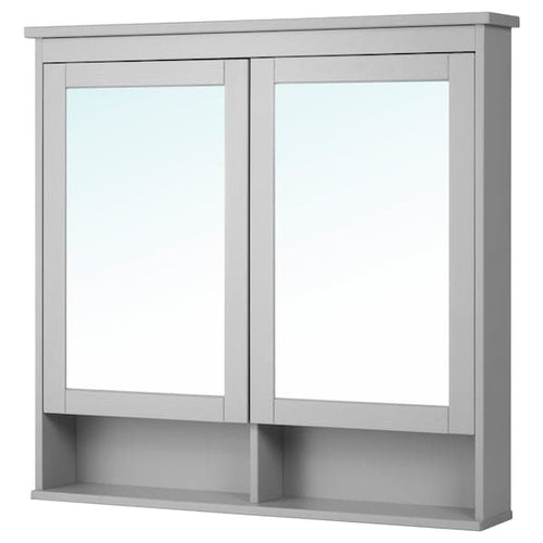 HEMNES - Mirror cabinet with 2 doors, grey, 103x16x98 cm