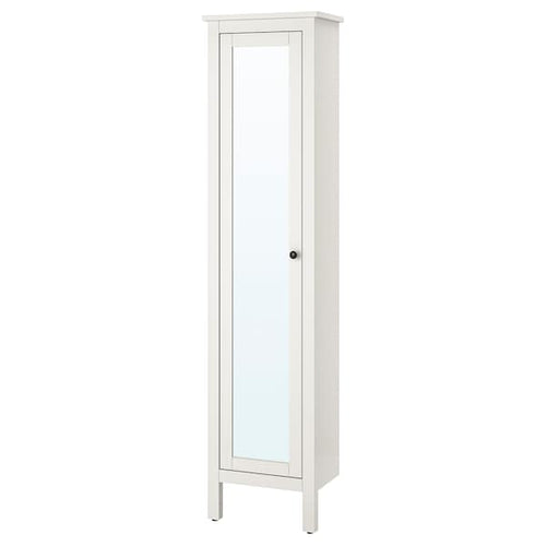 HEMNES - High cabinet with mirror door, white, 49x31x200 cm