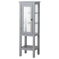 HEMNES - High cabinet with glass door, grey, 42x38x131 cm - best price from Maltashopper.com 70429423