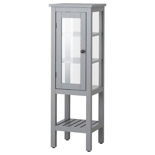 HEMNES - High cabinet with glass door, grey, 42x38x131 cm