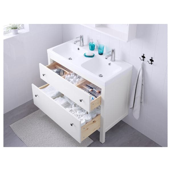 HEMNES - Wash-stand with 2 drawers, white, 100x47x83 cm - best price from Maltashopper.com 90217665