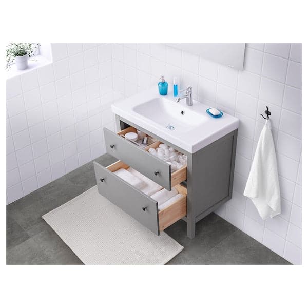 HEMNES - Wash-stand with 2 drawers, grey - best price from Maltashopper.com 10348788
