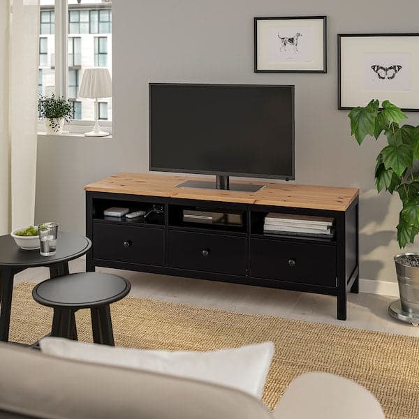 Ikea HEMNES - TV bench, black-brown/light brown, 148x47x57 cm
