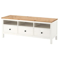HEMNES TV bench, white stain/light brown, 148x47x57 cm