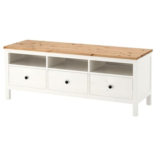 HEMNES - TV bench, white stain/light brown, 148x47x57 cm