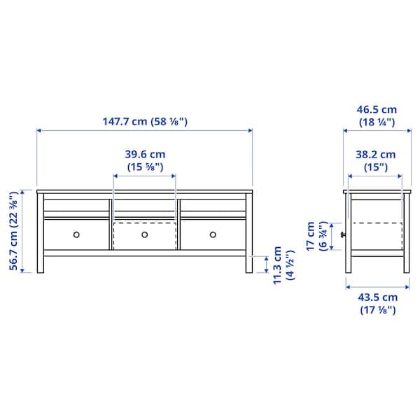 Ikea HEMNES - TV bench, white stain/light brown, 148x47x57 cm