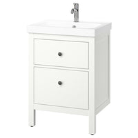 HEMNES / ORRSJÖN wash-stnd w drawers/wash-basin/tap, white, 62x49x89 cm