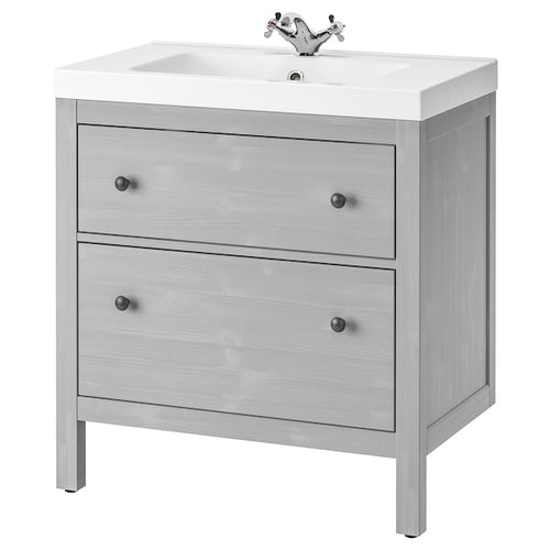 HEMNES / ORRSJÖN - Washbasin/drawer/misc cabinet, grey,82x49x89 cm
