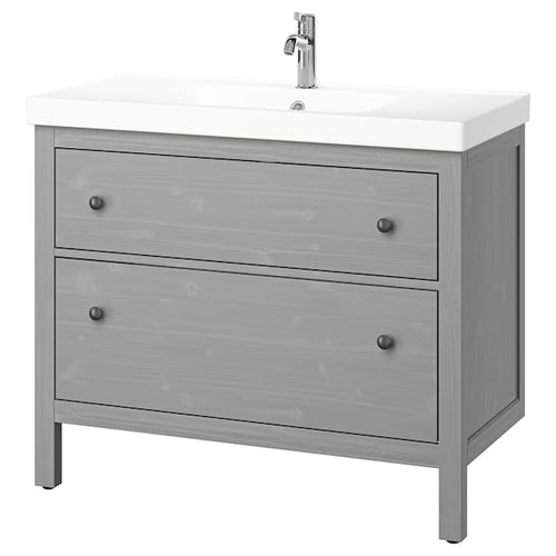HEMNES / ORRSJÖN - Washbasin/drawer/misc cabinet, grey,102x49x89 cm