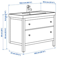 HEMNES / ORRSJÖN - Washbasin/drawer/misc cabinet, grey,102x49x89 cm - best price from Maltashopper.com 29546806