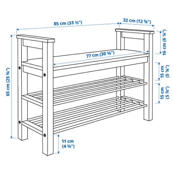 Ikea HEMNES - Bench with shoe storage, white, 85x32x65 cm