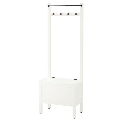 HEMNES - Storage bench w towel rail/4 hooks, white, 64x37x173 cm - best price from Maltashopper.com 30396655