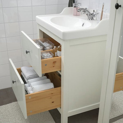 HEMNES / RÄTTVIKEN Bathroom furniture set, 5 pieces - white/Miscel Runskär 62 cm , 62 cm