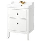 HEMNES / RUTSJÖN wash-stnd w drawers/wash-basin/tap, white, 62x49x95 cm
