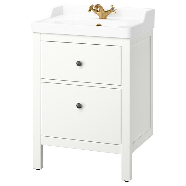 HEMNES / RUTSJÖN - Washbasin/drawer/misc cabinet, white,62x49x95 cm