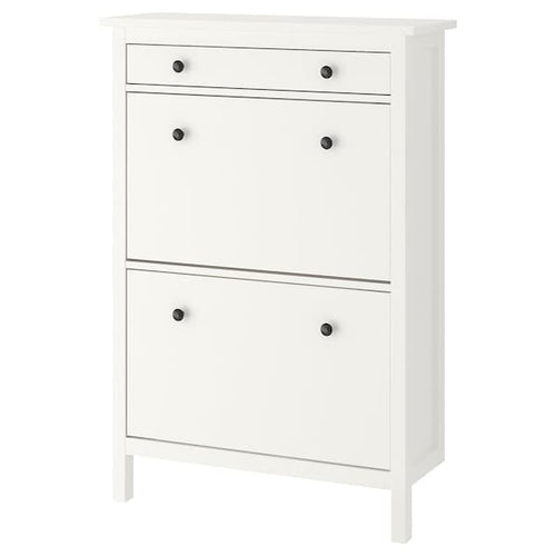 HEMNES - Shoe cabinet with 2 compartments, white, 89x30x127 cm