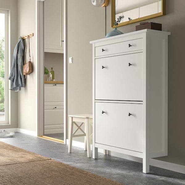 Ikea HEMNES - Shoe cabinet with 2 compartments, white, 89x30x127 cm