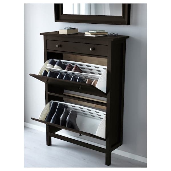 HEMNES compartment shoe rack brown-black 89x127 cm 89x30x127