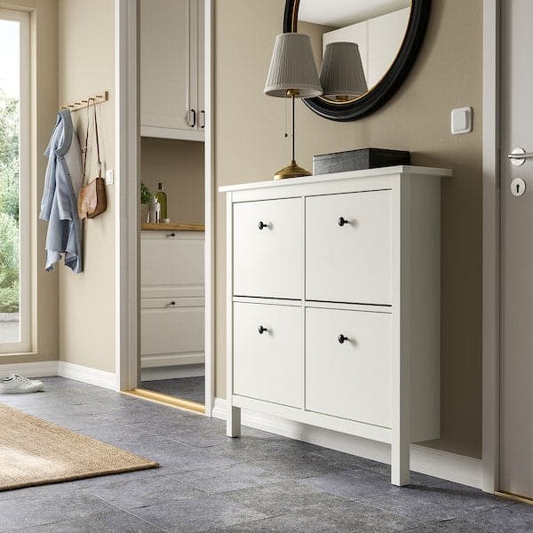 Ikea HEMNES - Shoe cabinet with 4 compartments, white, 107x22x101 cm