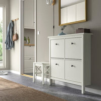 HEMNES - Shoe cabinet with 4 compartments, white, 107x22x101 cm - best price from Maltashopper.com 60156121