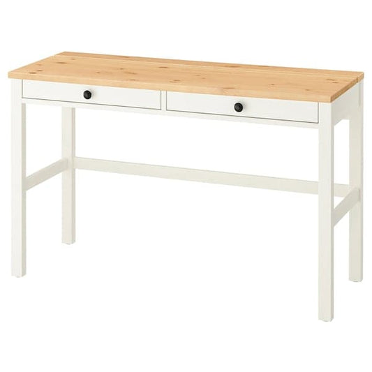 Ikea HEMNES - Desk with 2 drawers, white stain/light brown, 120x47 cm