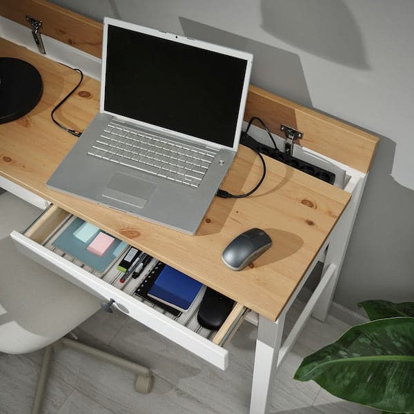 Ikea HEMNES - Desk with 2 drawers, white stain/light brown, 120x47 cm