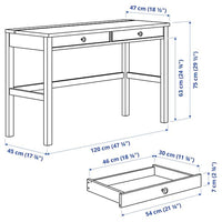 HEMNES - Desk with 2 drawers, white stain/light brown, 120x47 cm - best price from Maltashopper.com 30534954