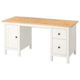 HEMNES desk, white stain/light brown, 155x65 cm