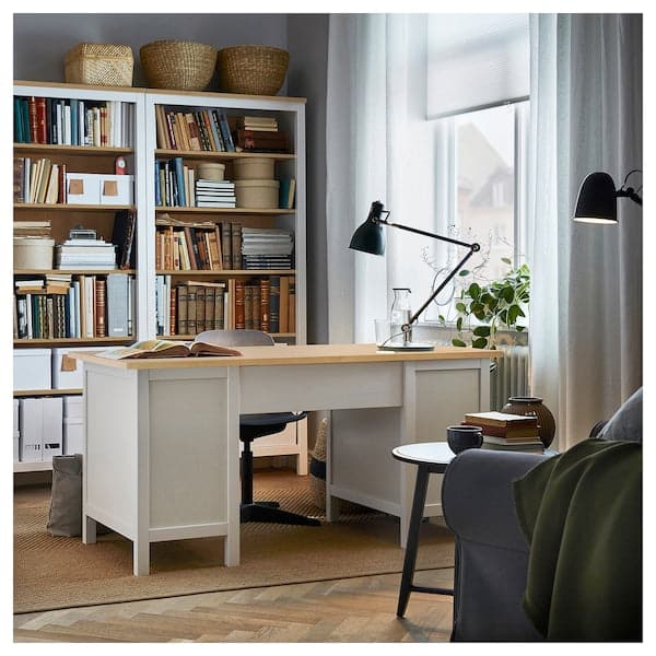 HEMNES - Desk, white stain/light brown, 155x65 cm - best price from Maltashopper.com 20535044