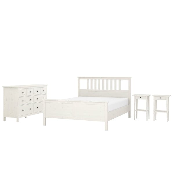 HEMNES - 4-piece bedroom set, mordant white,140x200 cm
